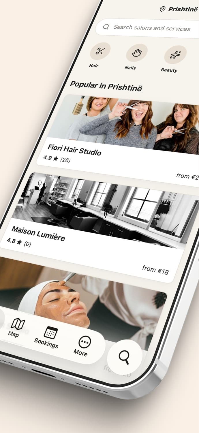 Salonza screen from the App Store