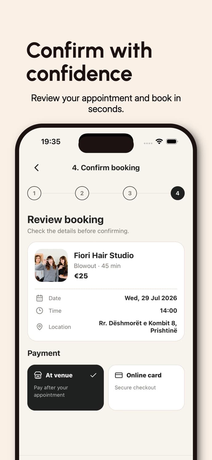 Salonza screen from the App Store